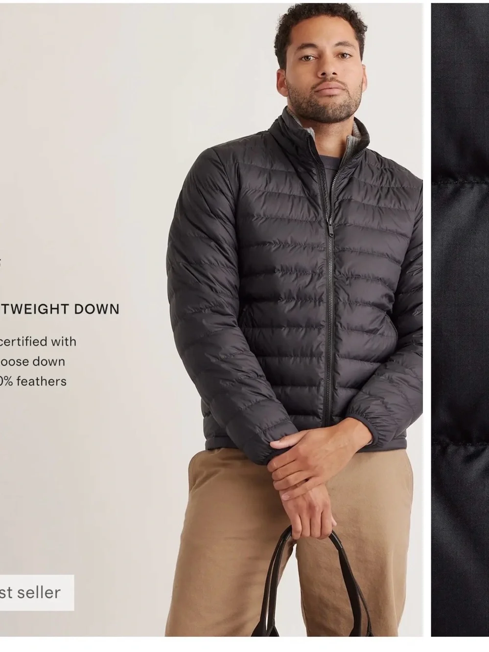 Quince lightweight packable black puffer jacket